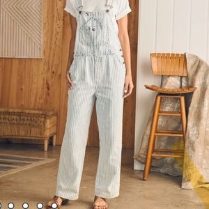 Striped Cotton Overalls - Light Blue Women Jeans Overalls
